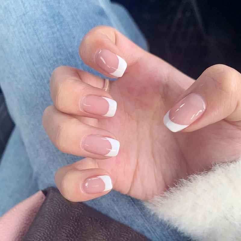 24 pçs/caixa charmosas unhas postiças, adesivas, cobertura completa, destacável, unhas acrílicas.