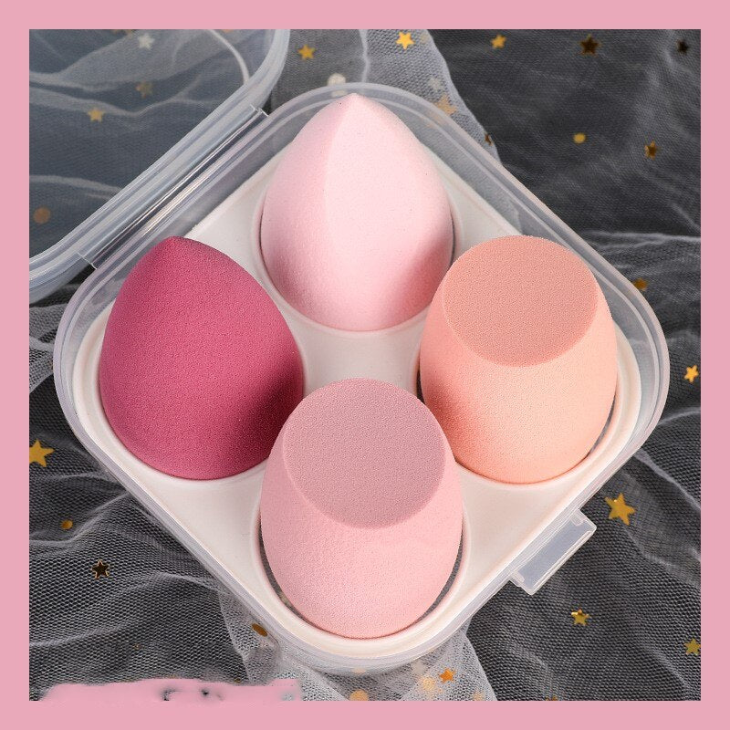 4 PÇS Conjunto de Esponjas de Maquiagem Profissional -Puff Cosmético Para Base Corretivo Creme.