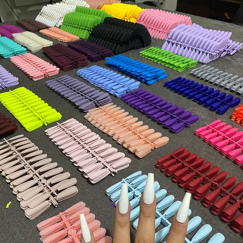 24pcs Unhas postiças coloridas, Super matte bailarina.