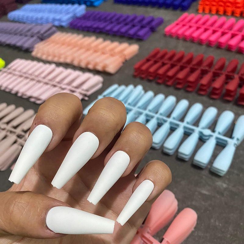 24pcs Unhas postiças coloridas, Super matte bailarina.