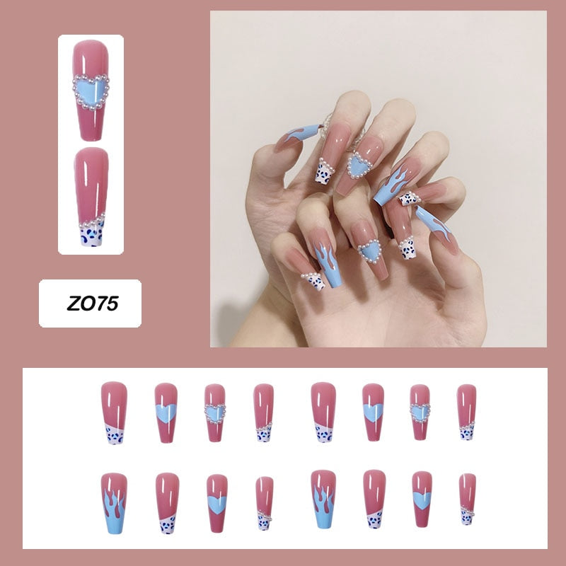 24 unidades de Unhas postiças decoradas com borboletas, manicure fashion, cobertura completa de acrílico para meninas.