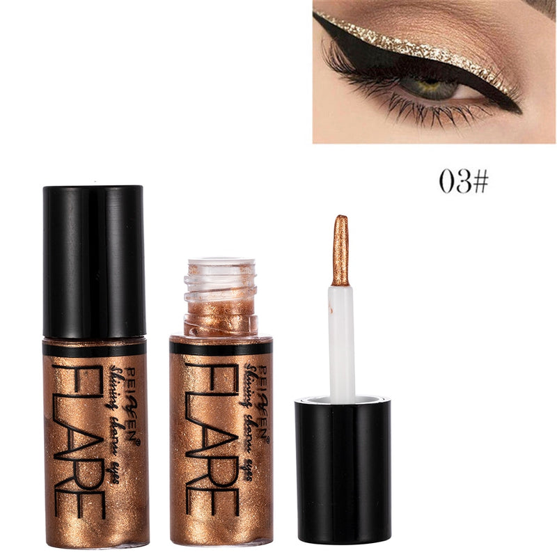 15 Cores Metálicas Brilhantes de Sombras c/ Glitter - Delineador Líquido - Caneta Delineadora de Olhos Pigmento de Maquiagem À Prova D' Água Sombra de Olho Cosmética.