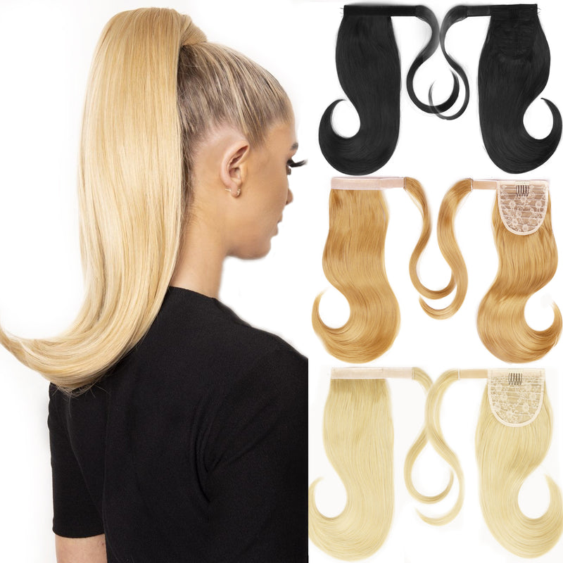 MERISIHAIR - Cabelo Sintético Longo, Reto, Moldável, c/ Presilha, Rabo de Cavalo, Extensão de Cabelo - Resistente ao Calor.