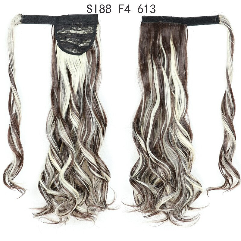 MERISIHAIR - Cabelo Sintético Longo, Reto, Moldável, c/ Presilha, Rabo de Cavalo, Extensão de Cabelo - Resistente ao Calor.