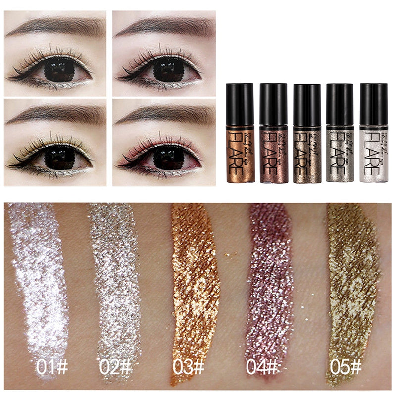 15 Cores Metálicas Brilhantes de Sombras c/ Glitter - Delineador Líquido - Caneta Delineadora de Olhos Pigmento de Maquiagem À Prova D' Água Sombra de Olho Cosmética.