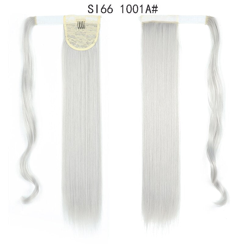 MERISIHAIR - Cabelo Sintético Longo, Reto, Moldável, c/ Presilha, Rabo de Cavalo, Extensão de Cabelo - Resistente ao Calor.