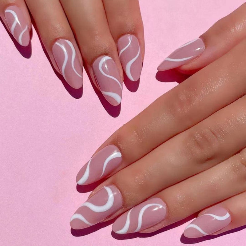 24 pçs/caixa charmosas unhas postiças, adesivas, cobertura completa, destacável, unhas acrílicas.