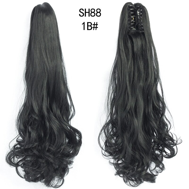 LISI GIRL Cabelo Sintético - 56 centímetros - Presilha em Rabo de Cavalo - Longo, Ondulado, Moldável, Resistente ao Calor.