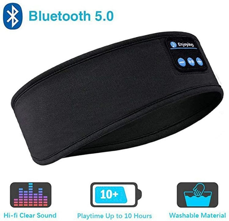 Fones de ouvido Bluetooth para dormir - Faixa de cabeça fina para esportes - macia, elástica, confortável, música sem fio, máscara para os olhos para quem dorme de lado.