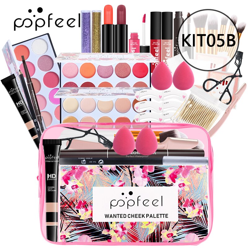 POPFEEL TUDO EM UM Conjunto de maquiagem - Kit cosmético profissional.