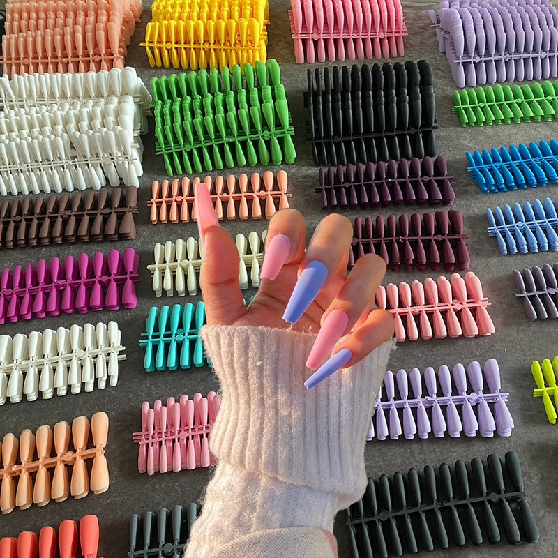 24pcs Unhas postiças coloridas, Super matte bailarina.