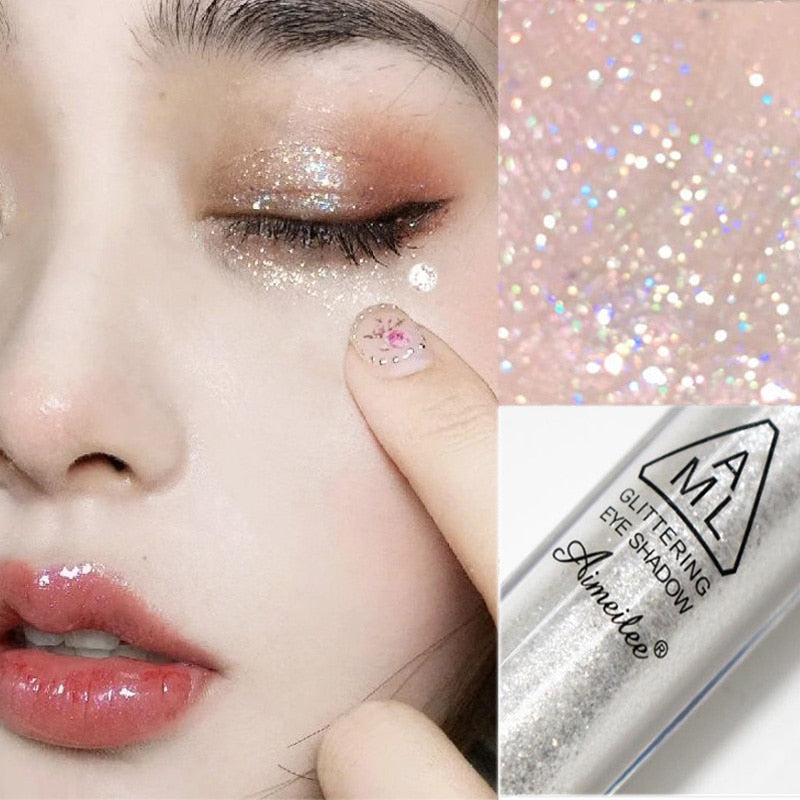 Maquiagem Nude Shimmer Diamond Glitter -  Sombra Líquida de Pigmento Mineral de Longa Duração.