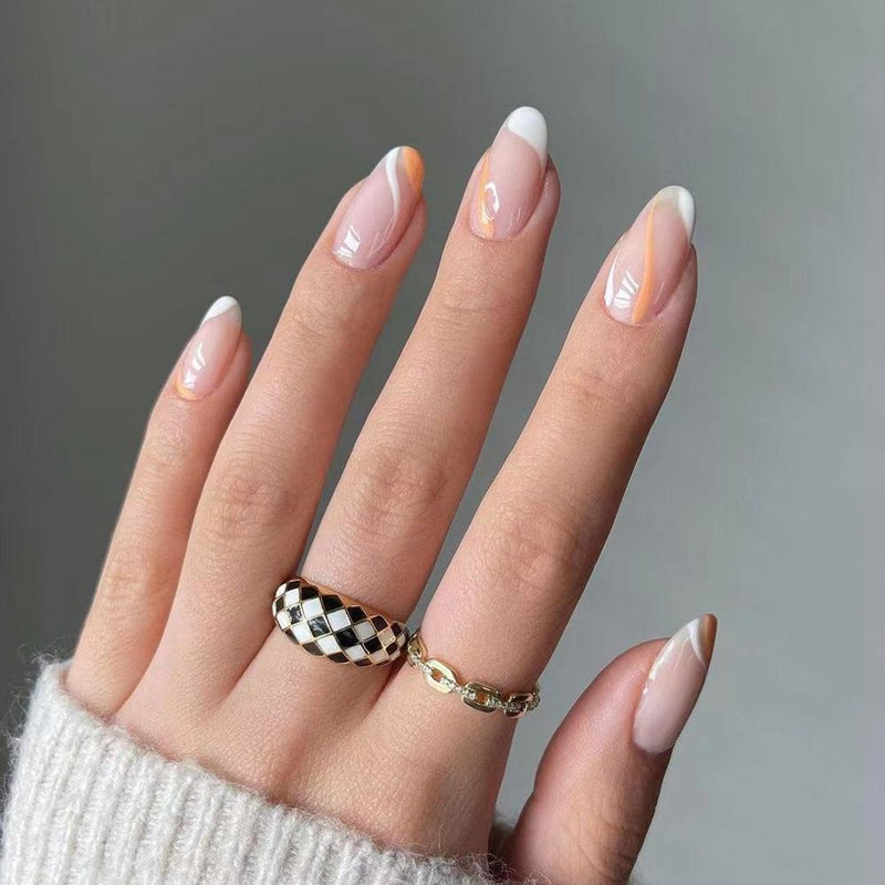 24 Pçs de Cabeça Oval de Unhas Postiças - Rosa Amêndoa. Unhas Falsas Artificiais Com Cola Cobertura Completa.