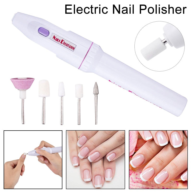 Caneta Manicure - tenha tudo em suas mãos sem esforço - Máquina de lixar para arte em unhas, lixa, removedor de esmalte de gel, broca elétrica portátil.