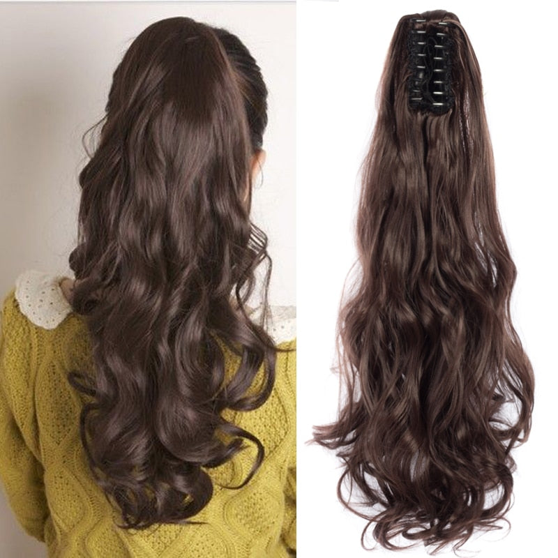 LISI GIRL Cabelo Sintético - 56 centímetros - Presilha em Rabo de Cavalo - Longo, Ondulado, Moldável, Resistente ao Calor.