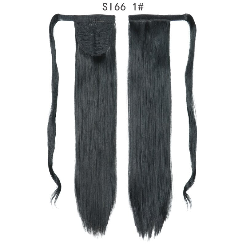 MERISIHAIR - Cabelo Sintético Longo, Reto, Moldável, c/ Presilha, Rabo de Cavalo, Extensão de Cabelo - Resistente ao Calor.