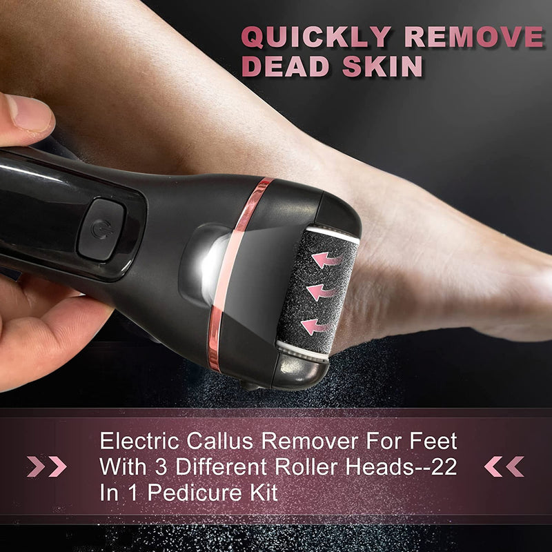 Máquina Elétrica Recarregável para Remoção de calos, dispositivo de pedicure, lixa de cuidados com os pés e remoção da pele morta.