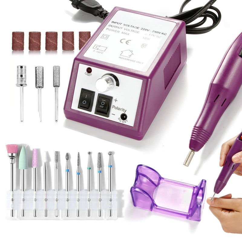 Lixadeira de unhas - Aparelho elétrico para manicure - Conjunto de brocas e Fresas com 10 peças Conjunto de removedor de cutícula - Máquina de pedicure - Arte em unhas.