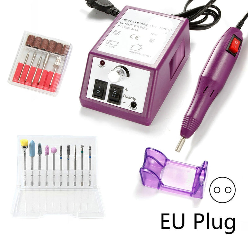 Lixadeira de unhas - Aparelho elétrico para manicure - Conjunto de brocas e Fresas com 10 peças Conjunto de removedor de cutícula - Máquina de pedicure - Arte em unhas.