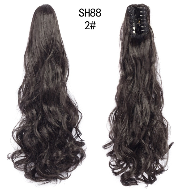 LISI GIRL Cabelo Sintético - 56 centímetros - Presilha em Rabo de Cavalo - Longo, Ondulado, Moldável, Resistente ao Calor.