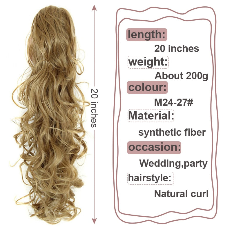 LISI GIRL Cabelo Sintético Feminino - Rabo de Cavalo com Presilhas.