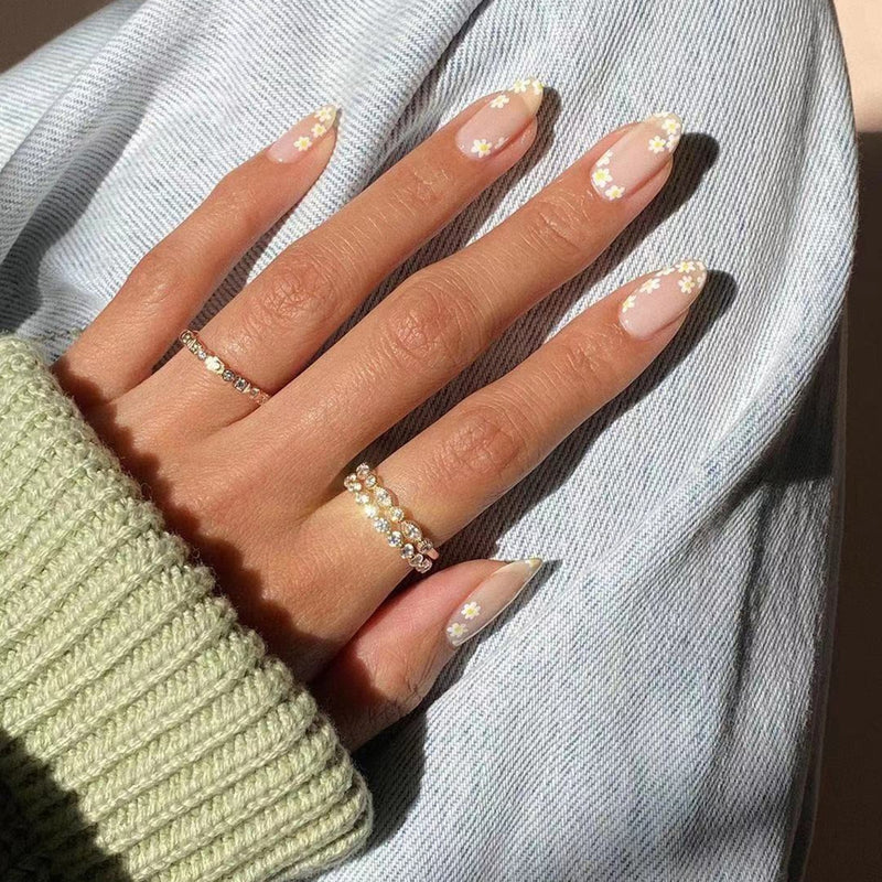 24 Pçs de Cabeça Oval de Unhas Postiças - Rosa Amêndoa. Unhas Falsas Artificiais Com Cola Cobertura Completa.