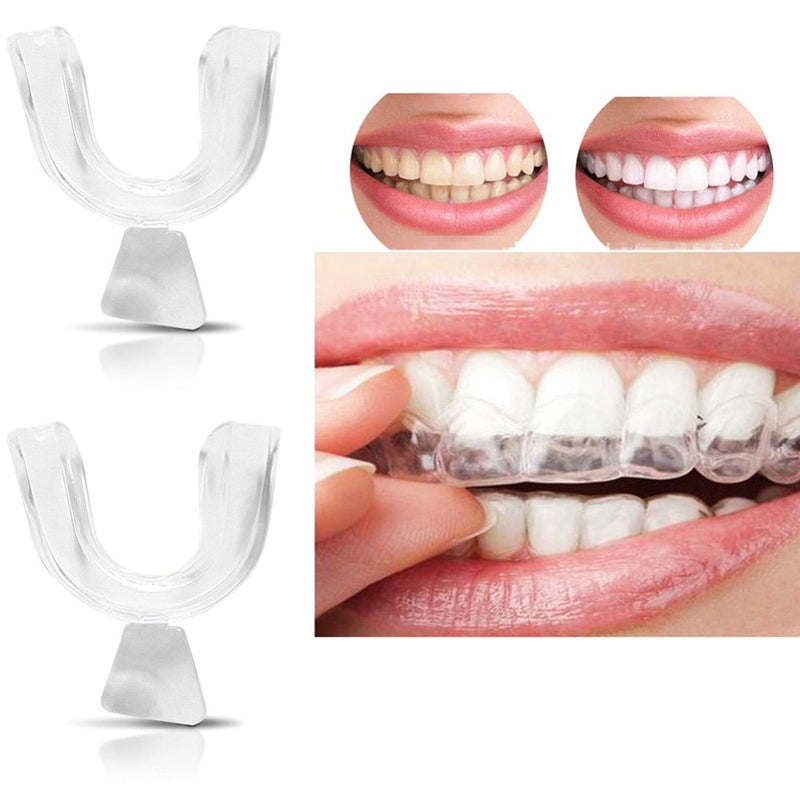 4 peças de protetor bucal noturno de silicone para ranger de dentes, triturar, morder, ajudar a dormir, clarear os dentes, moldeira de clareamento.