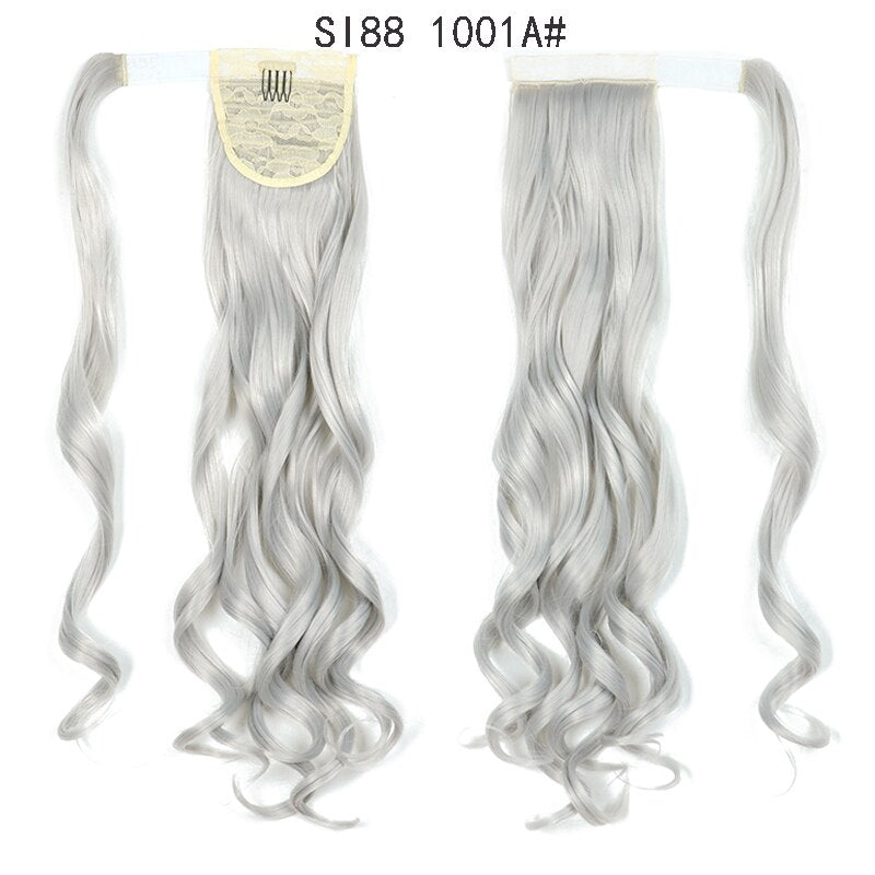 MERISIHAIR - Cabelo Sintético Longo, Reto, Moldável, c/ Presilha, Rabo de Cavalo, Extensão de Cabelo - Resistente ao Calor.