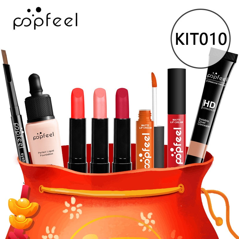 Kits de maquiagem POPFEEL para iniciantes Tudo em um kit de maquiagem.  Conjuntos de maquiagem de beleza profissional + Bolsa de cosméticos.