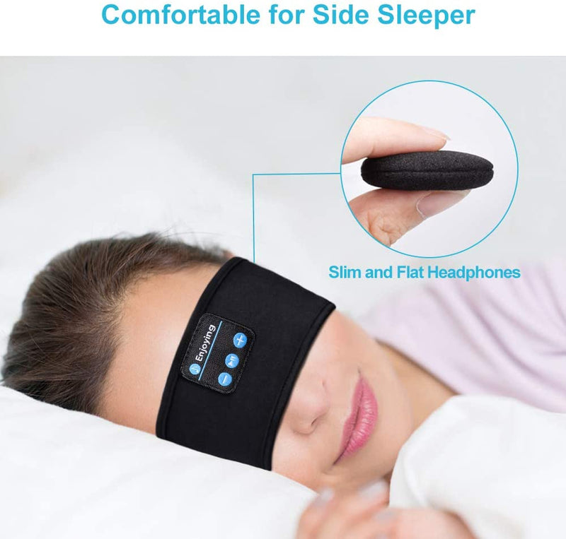 Fones de ouvido Bluetooth para dormir - Faixa de cabeça fina para esportes - macia, elástica, confortável, música sem fio, máscara para os olhos para quem dorme de lado.