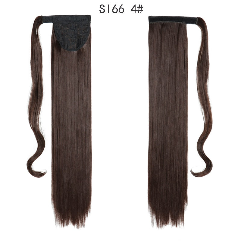 MERISIHAIR - Cabelo Sintético Longo, Reto, Moldável, c/ Presilha, Rabo de Cavalo, Extensão de Cabelo - Resistente ao Calor.