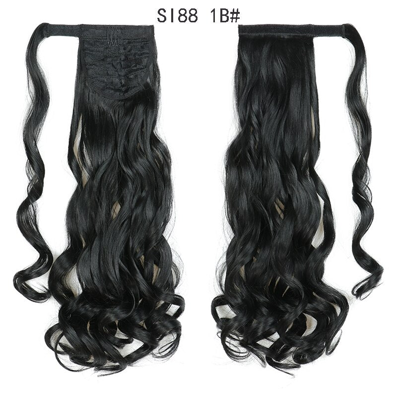 MERISIHAIR - Cabelo Sintético Longo, Reto, Moldável, c/ Presilha, Rabo de Cavalo, Extensão de Cabelo - Resistente ao Calor.