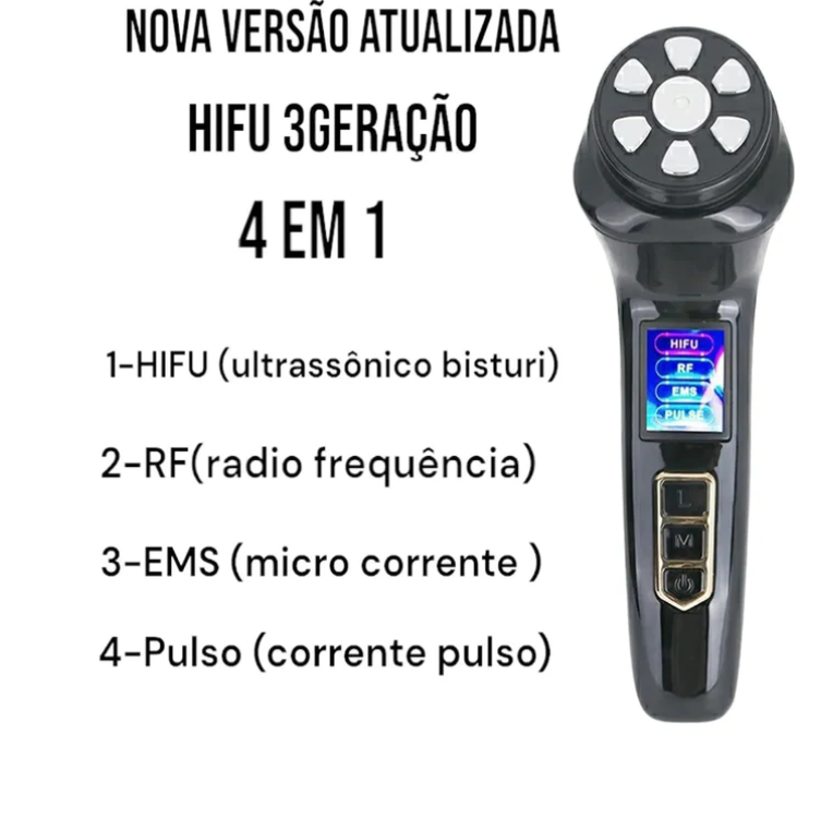 Mini Hifu Radiofrequência 3° Geração 3.0 Aparelho 4 em 1