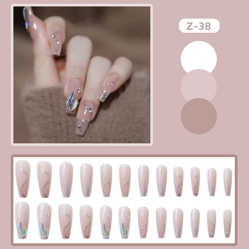 24 unidades de Unhas postiças decoradas com borboletas, manicure fashion, cobertura completa de acrílico para meninas.