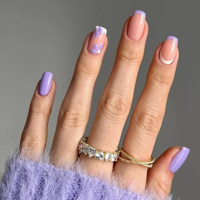 24 pçs/caixa charmosas unhas postiças, adesivas, cobertura completa, destacável, unhas acrílicas.