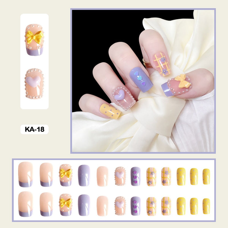 24 pçs/caixa de unhas postiças - Nail Art reutilizáveis - Unhas auto adesivas.