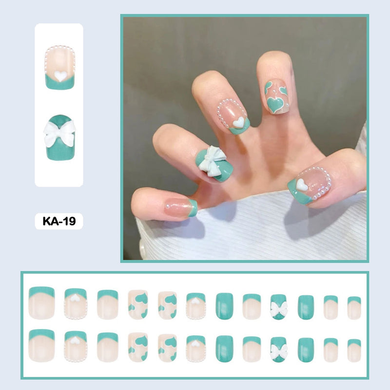 24 pçs/caixa de unhas postiças - Nail Art reutilizáveis - Unhas auto adesivas.