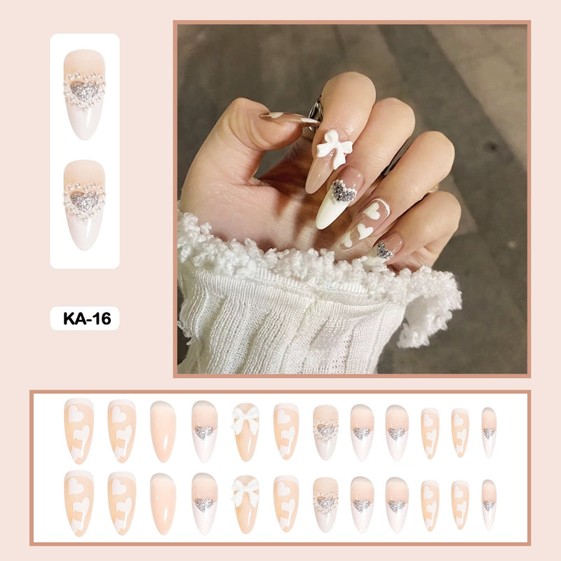 24 pçs/caixa de unhas postiças - Nail Art reutilizáveis - Unhas auto adesivas.