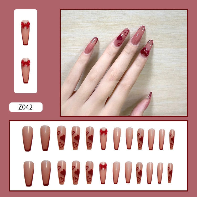 24 unidades de Unhas postiças decoradas com borboletas, manicure fashion, cobertura completa de acrílico para meninas.