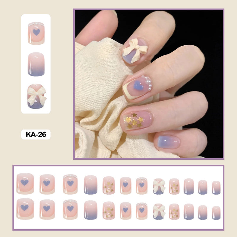 24 pçs/caixa de unhas postiças - Nail Art reutilizáveis - Unhas auto adesivas.