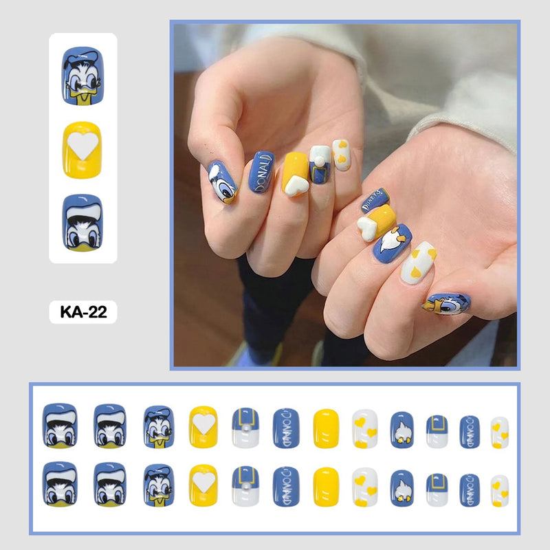 24 pçs/caixa de unhas postiças - Nail Art reutilizáveis - Unhas auto adesivas.