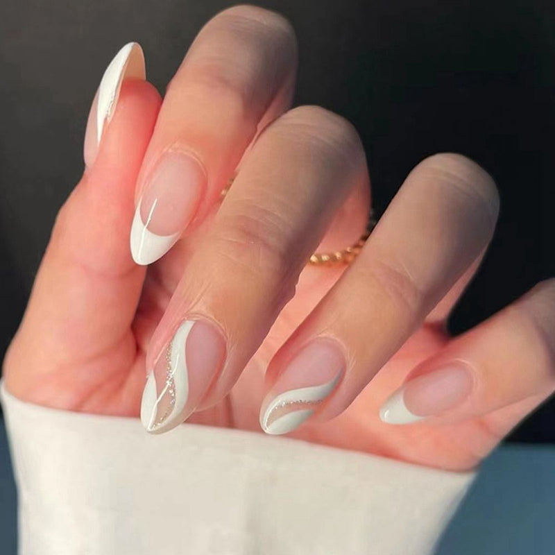 24 Pçs de Cabeça Oval de Unhas Postiças - Rosa Amêndoa. Unhas Falsas Artificiais Com Cola Cobertura Completa.