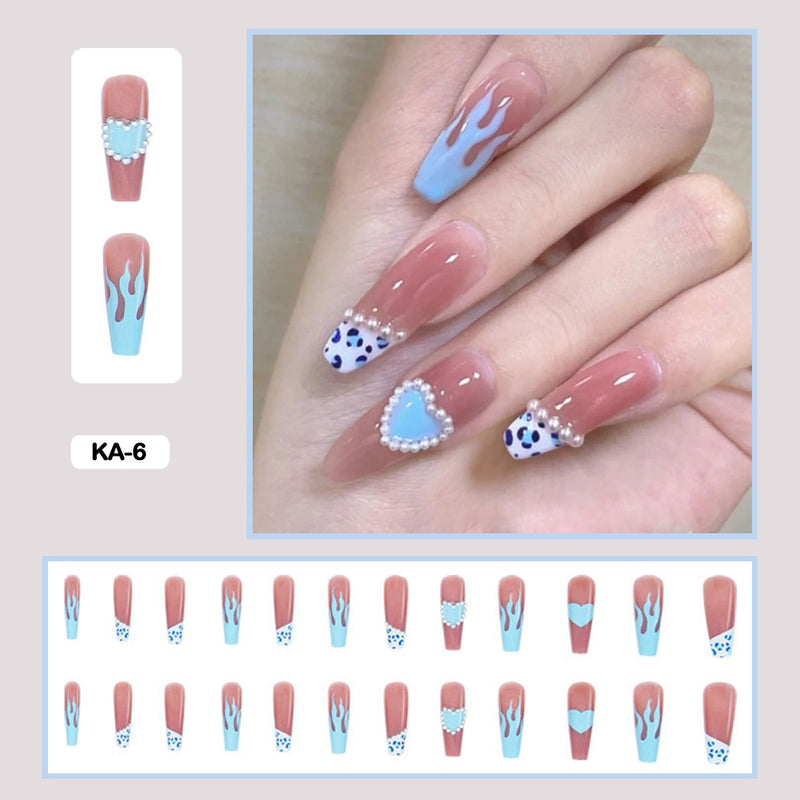 24 pçs/caixa de unhas postiças - Nail Art reutilizáveis - Unhas auto adesivas.