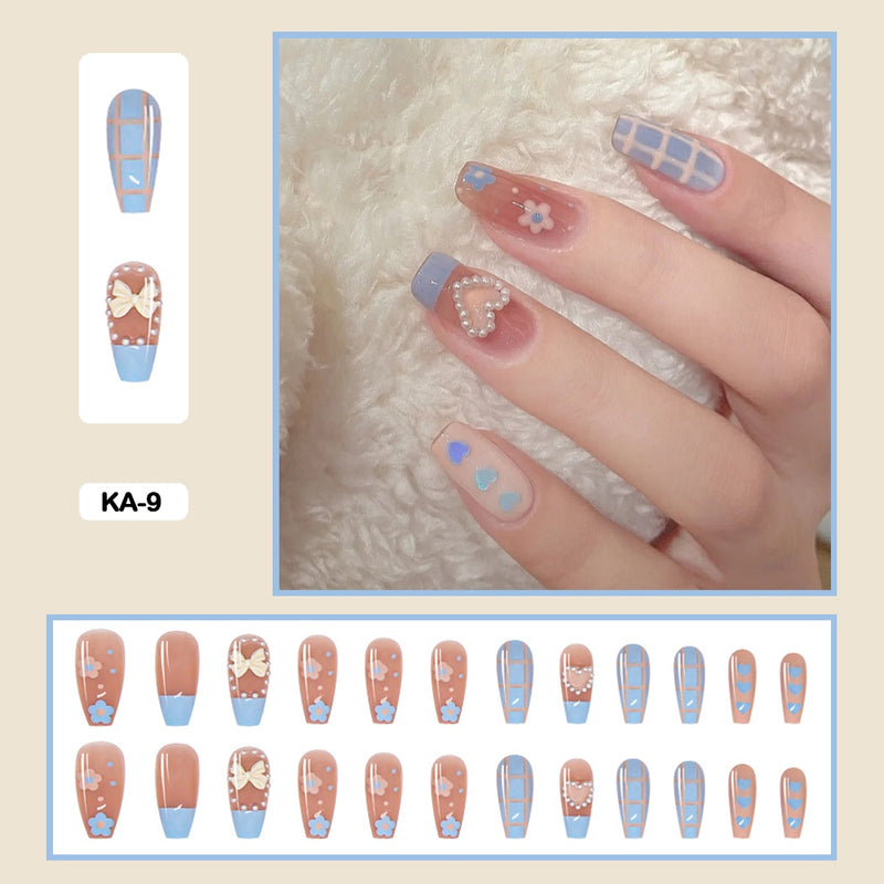 24 pçs/caixa de unhas postiças - Nail Art reutilizáveis - Unhas auto adesivas.