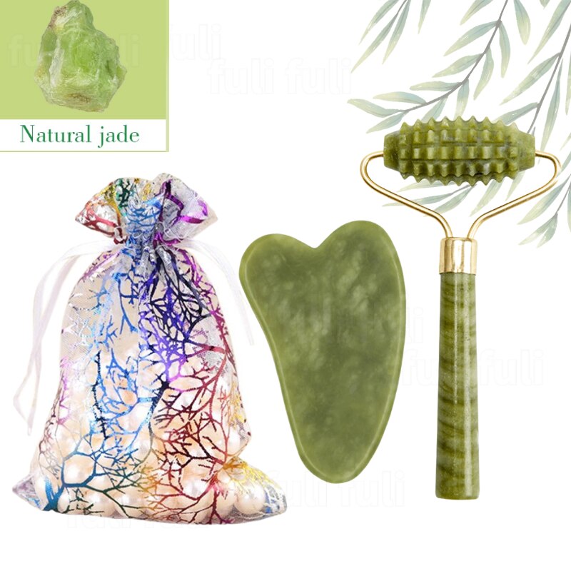 3 pcs Natural Pedra de Jade  - Pedra de Quartzo Rosa - Ferramentas para Rosto Pescoço Costas Corpo.