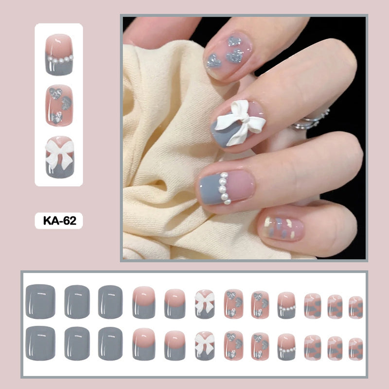 24 pçs/caixa de unhas postiças - Nail Art reutilizáveis - Unhas auto adesivas.