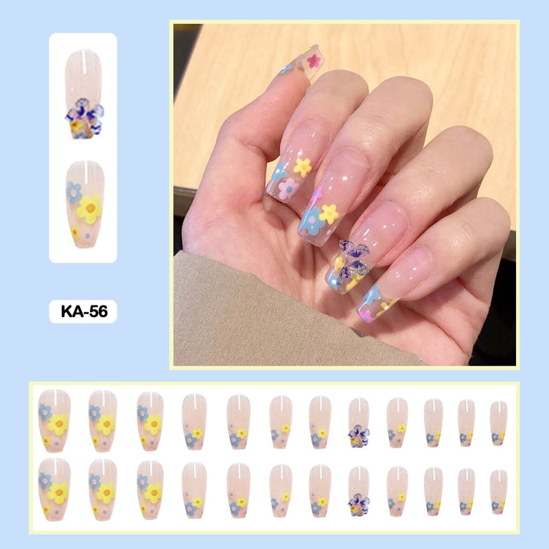 24 pçs/caixa de unhas postiças - Nail Art reutilizáveis - Unhas auto adesivas.