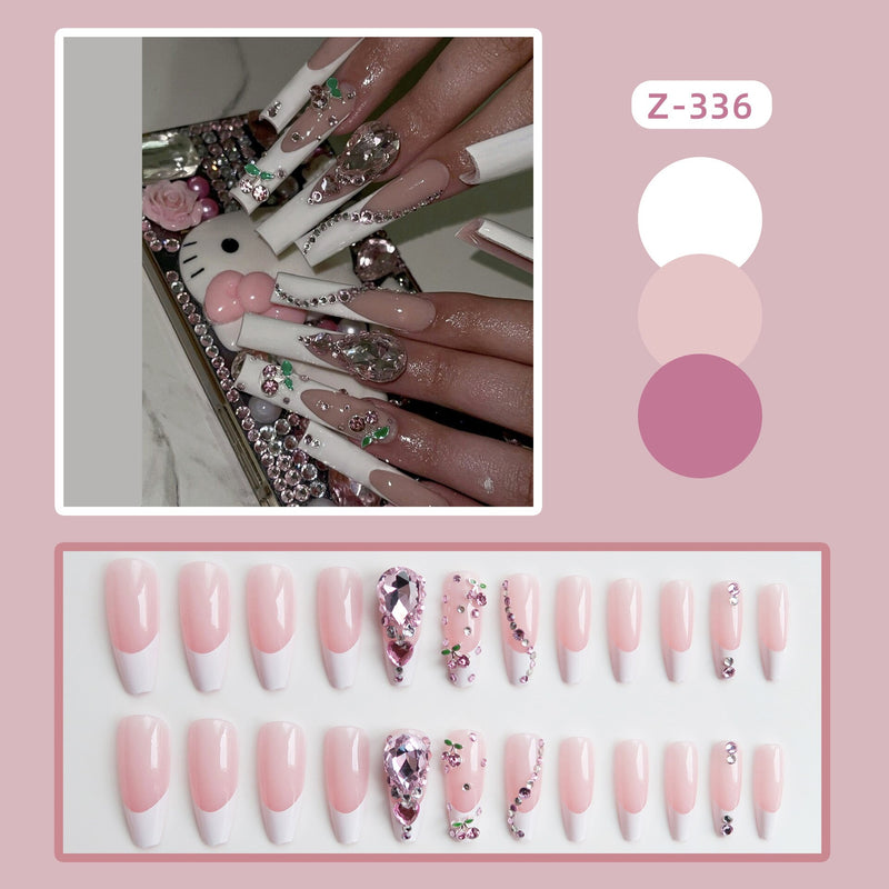 24 pçs/caixa de unhas postiças com cola destacável - longas bailarina unhas postiças com design reutilizável.