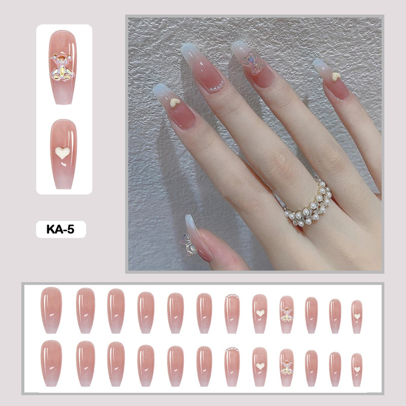 24 pçs/caixa de unhas postiças - Nail Art reutilizáveis - Unhas auto adesivas.