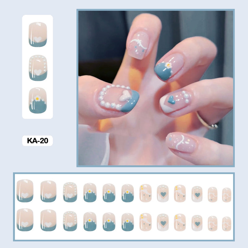 24 pçs/caixa de unhas postiças - Nail Art reutilizáveis - Unhas auto adesivas.